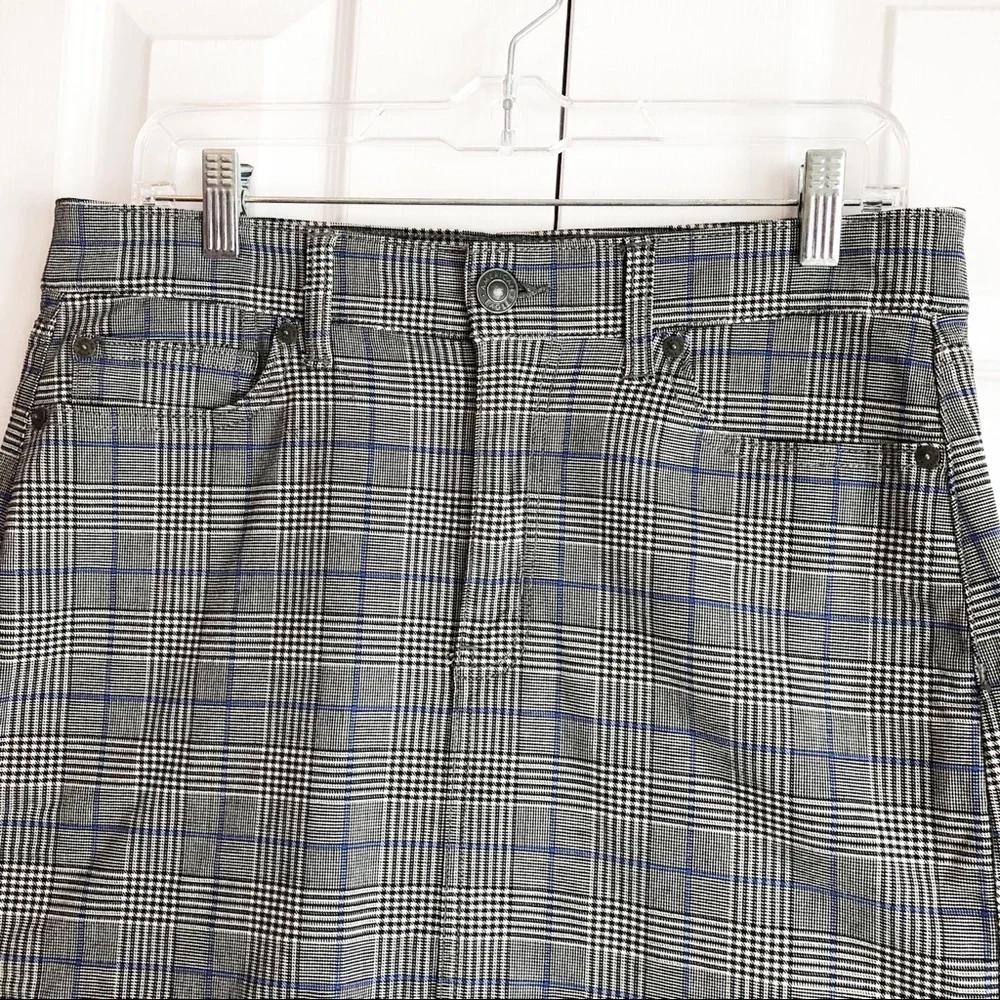American Eagle Preppy Gray Plaid Super Stretch Hi-Rise Mini Skirt 8